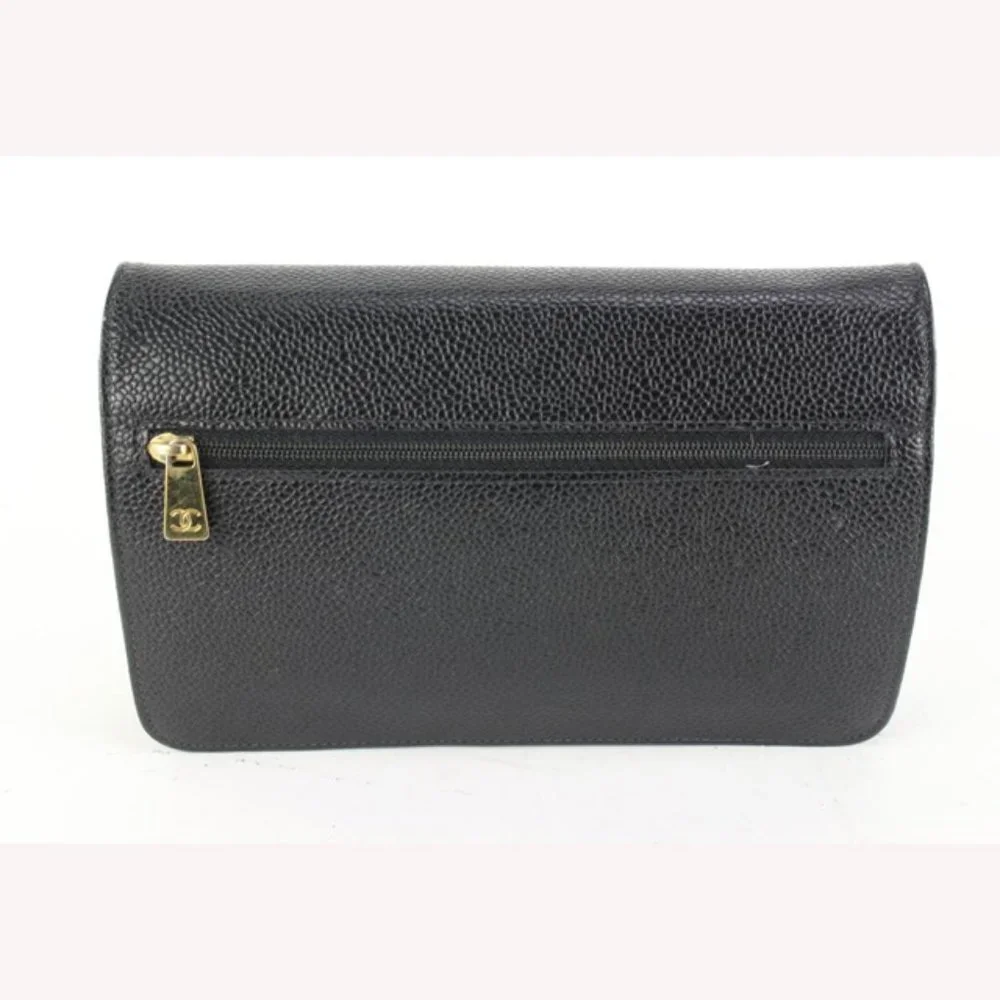 Chanel Black Caviar CC Logo Timeless Wallet on Chain WOC 61cz63s